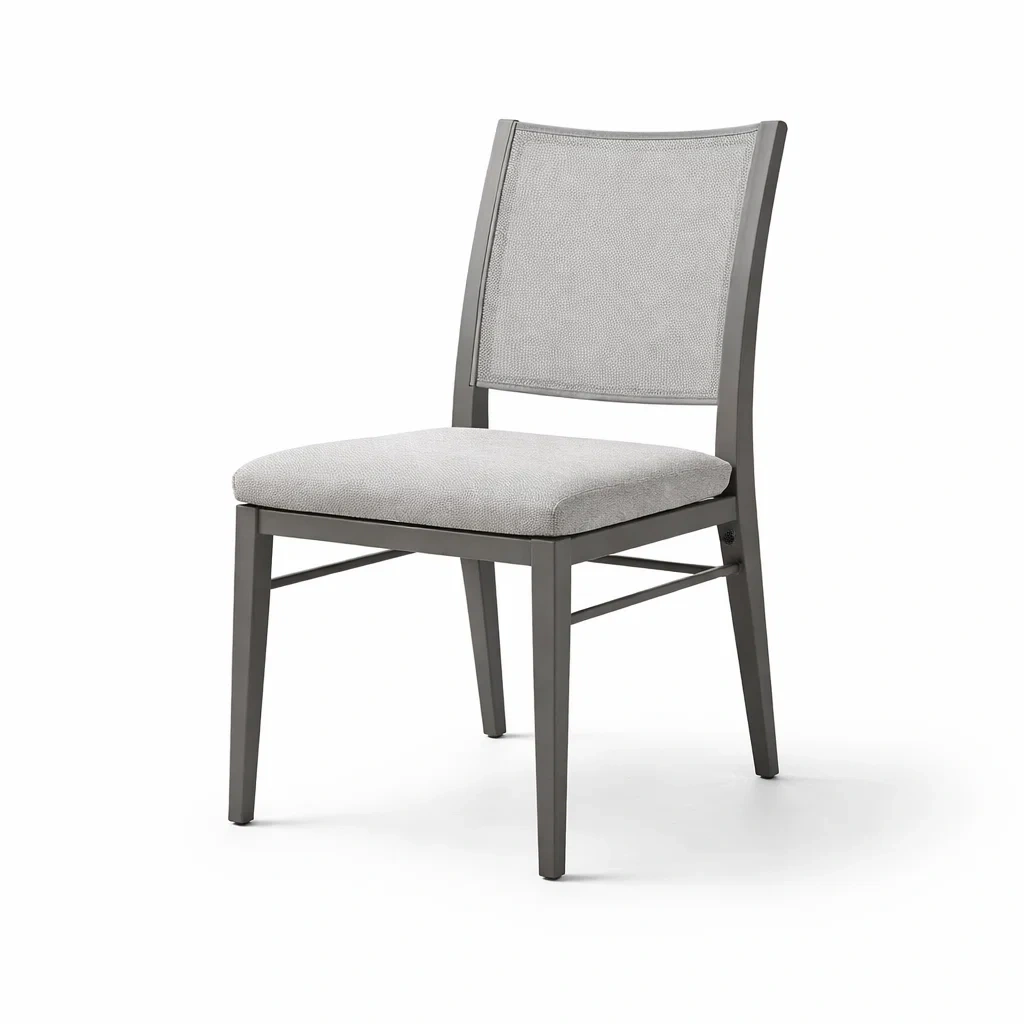 Chaises de salle à manger en métal avec revêtement en polyester gris-ELEGANTROOMcraft