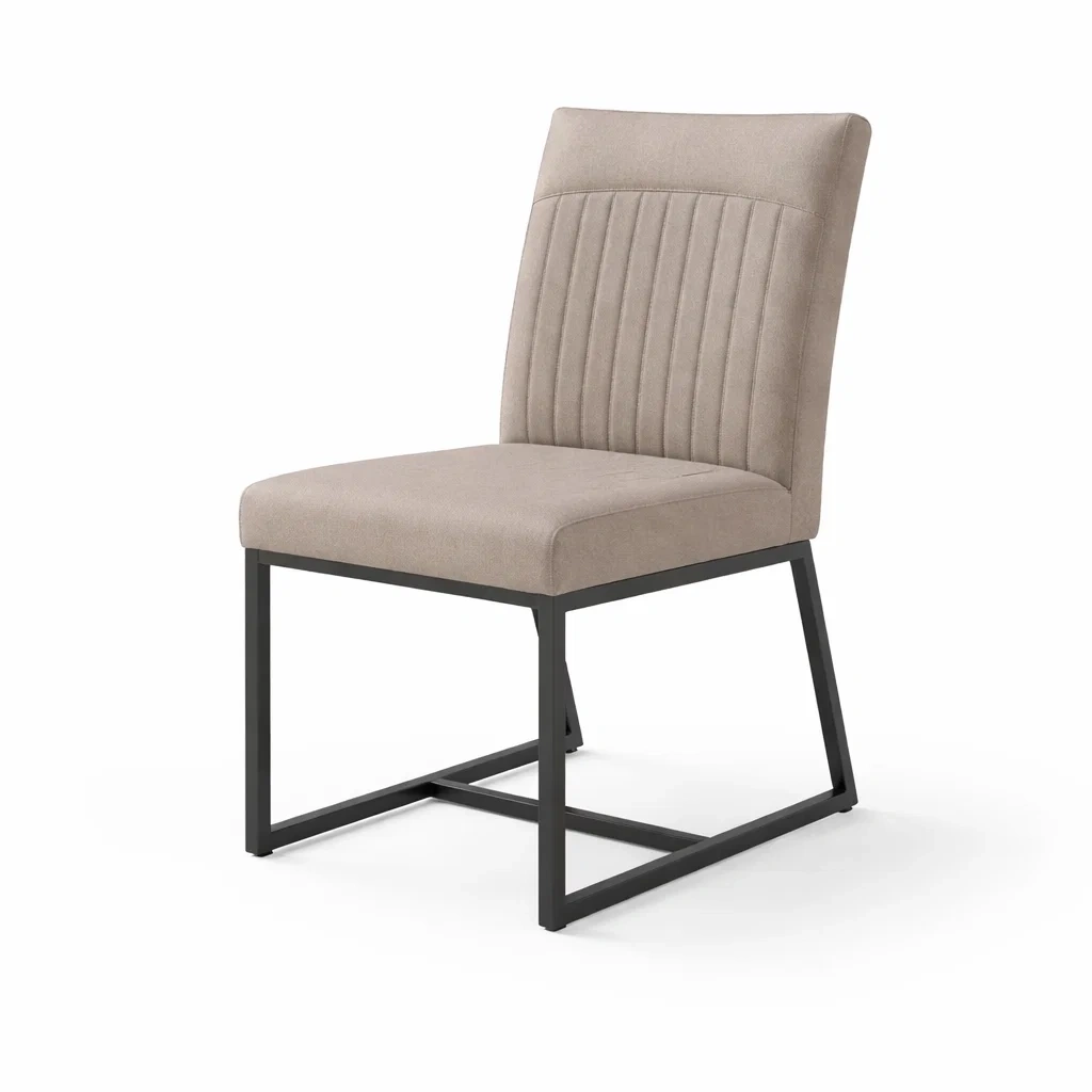 Chaises de salle à manger en tissu polyester avec structure en métal noir-ELEGANTROOMcraft
