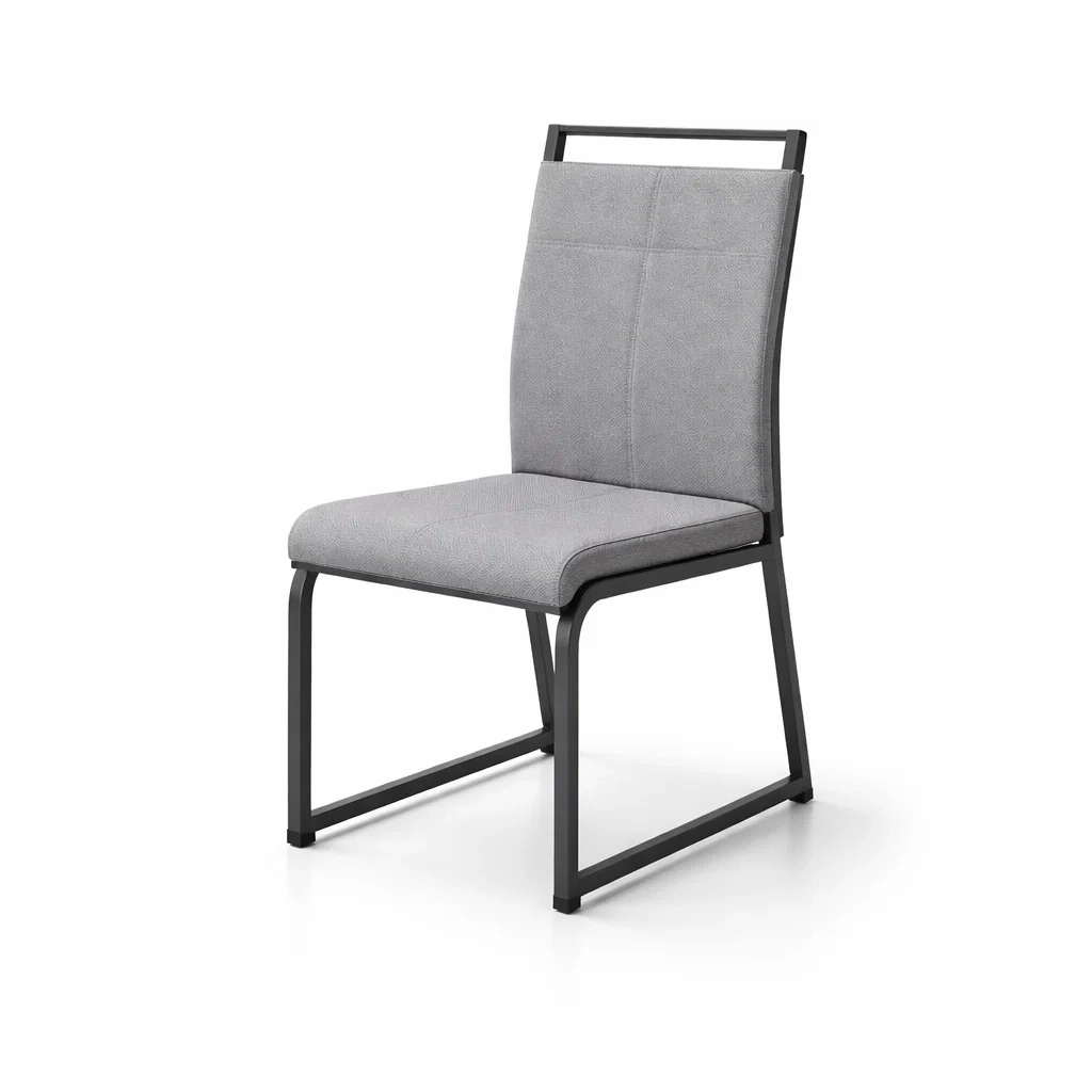 Chaises de salle à manger en tissu gris avec structure en métal-ELEGANTROOMcraft