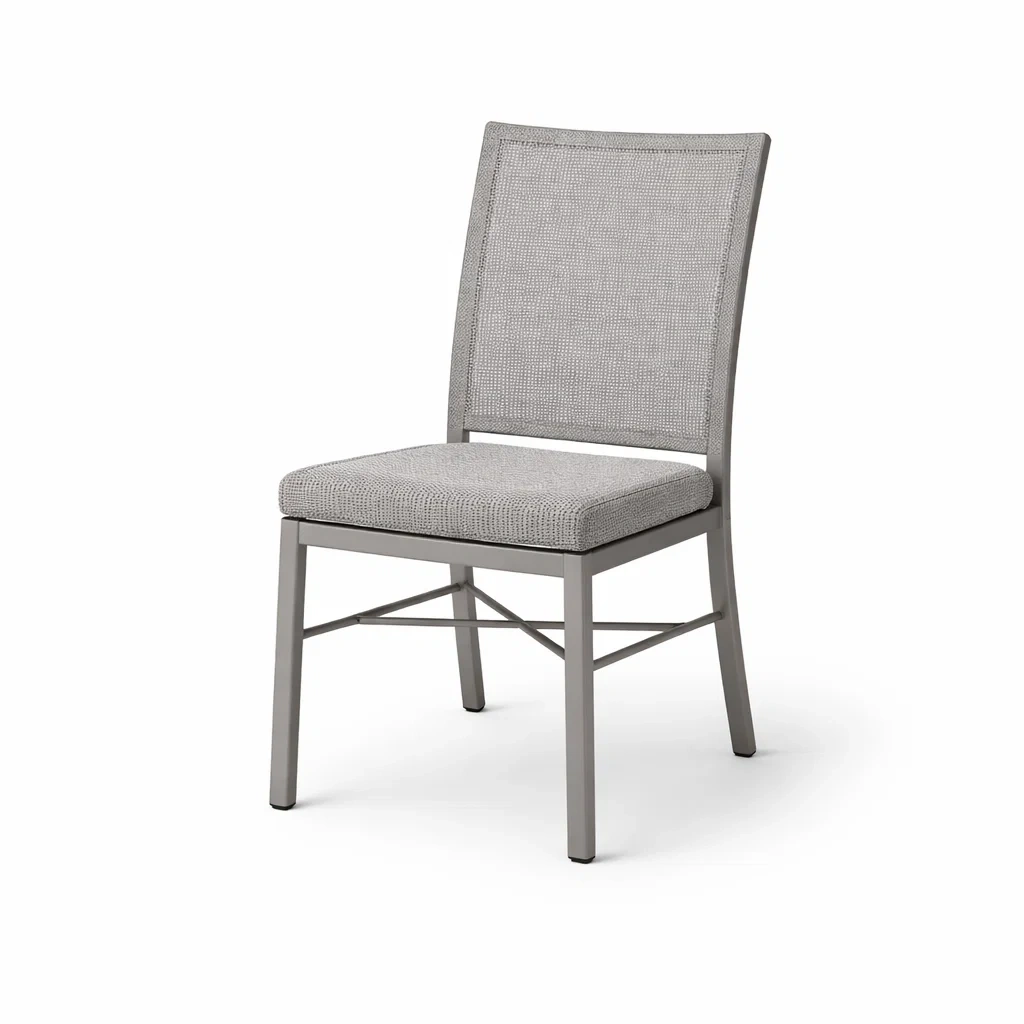 Chaises de salle à manger en tissu polyester avec cadre en acier gris clair-ELEGANTROOMcraft