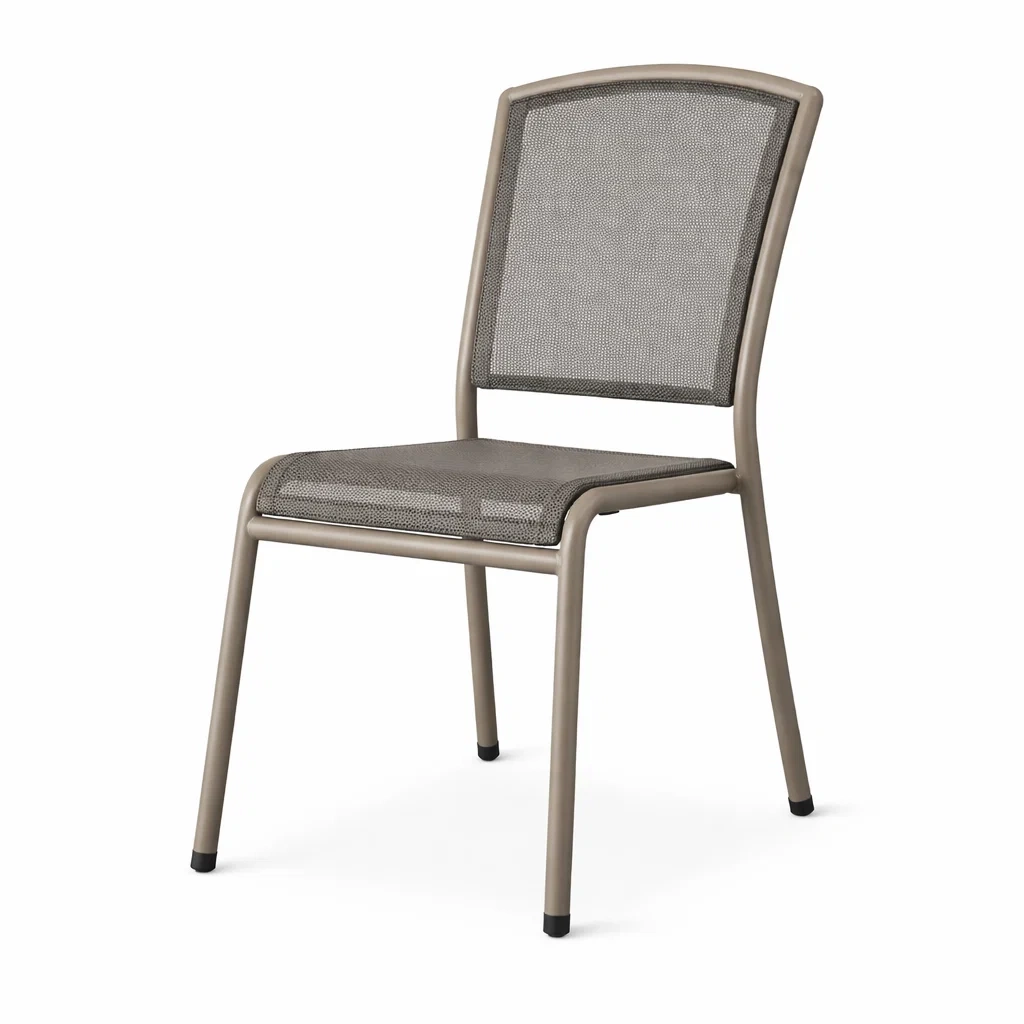 Chaises de salle à manger en métal avec assise en polyester gris-ELEGANTROOMcraft