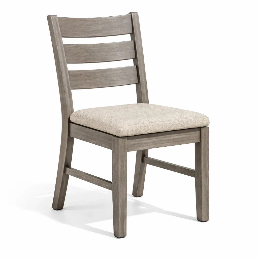 Chaises de salle à manger en bois avec siège rembourré en polyester beige-ELEGANTROOMcraft