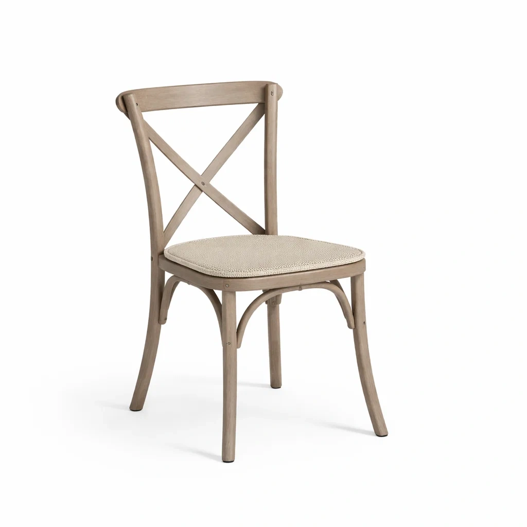Chaises de salle à manger en bois avec assise en lin-ELEGANTROOMcraft