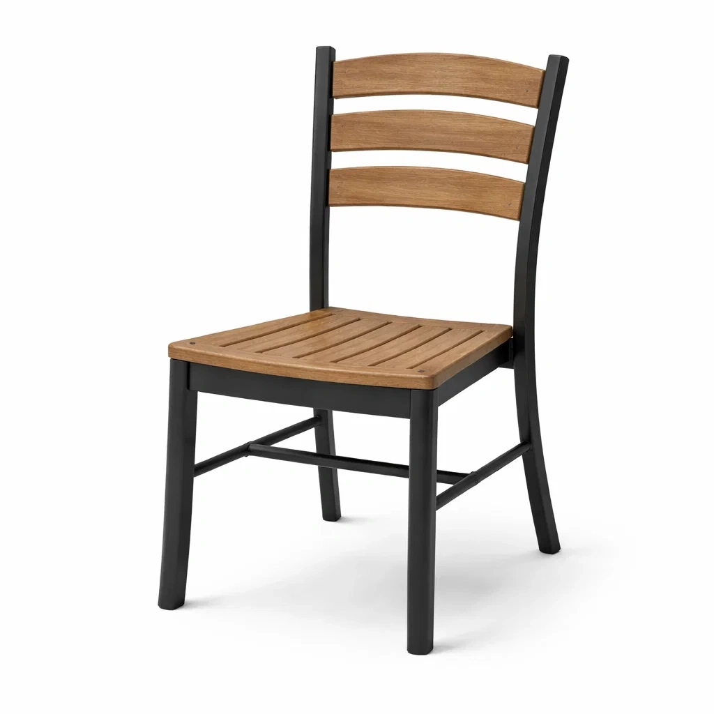 Chaises de salle à manger en métal et bois d'acacia noir et naturel-ELEGANTROOMcraft