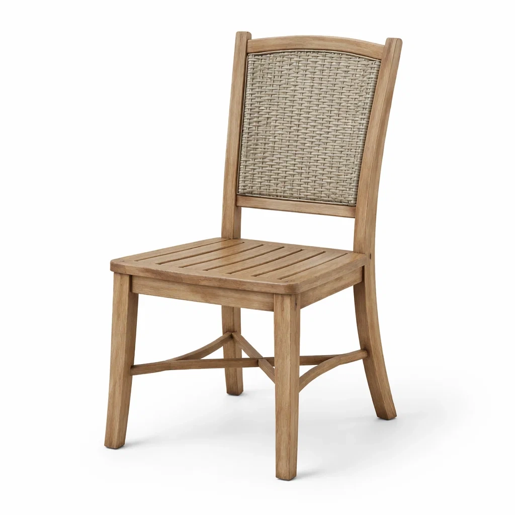 Chaises de salle à manger en bois d'acacia et rotin-ELEGANTROOMcraft