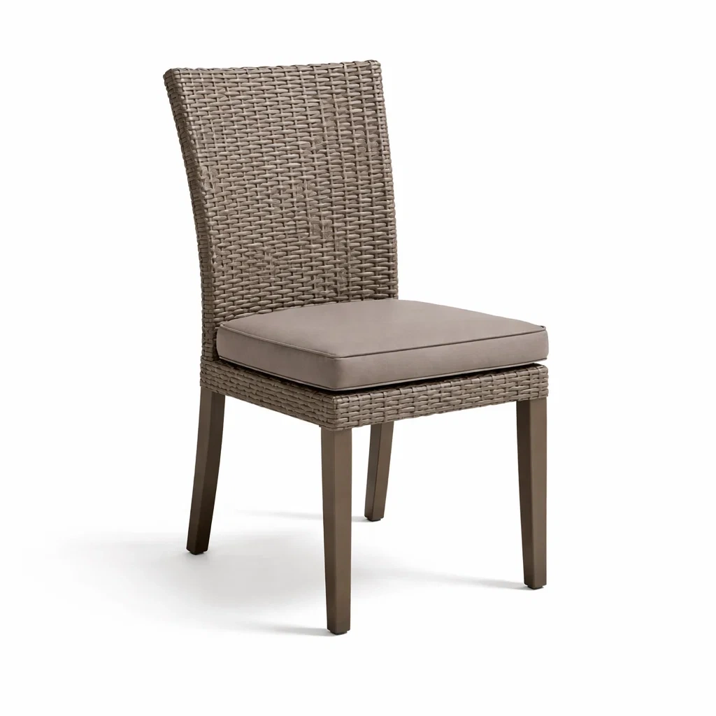 Chaises de salle à manger en résine tressée beige avec coussin amovible en polyester-ELEGANTROOMcraft