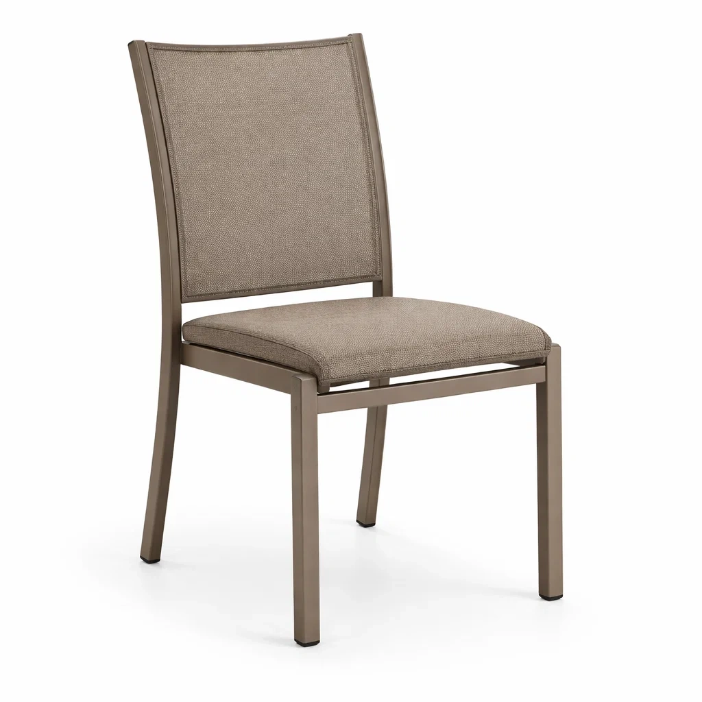 Chaises de salle à manger en métal avec assise en tissu polyester beige-ELEGANTROOMcraft