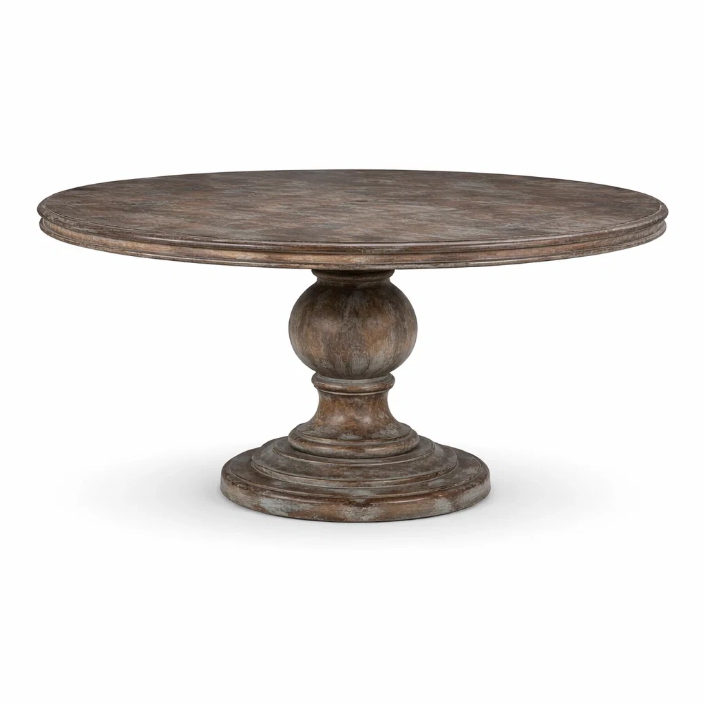 Table à manger ronde en bois de chêne-ELEGANTROOMcraft