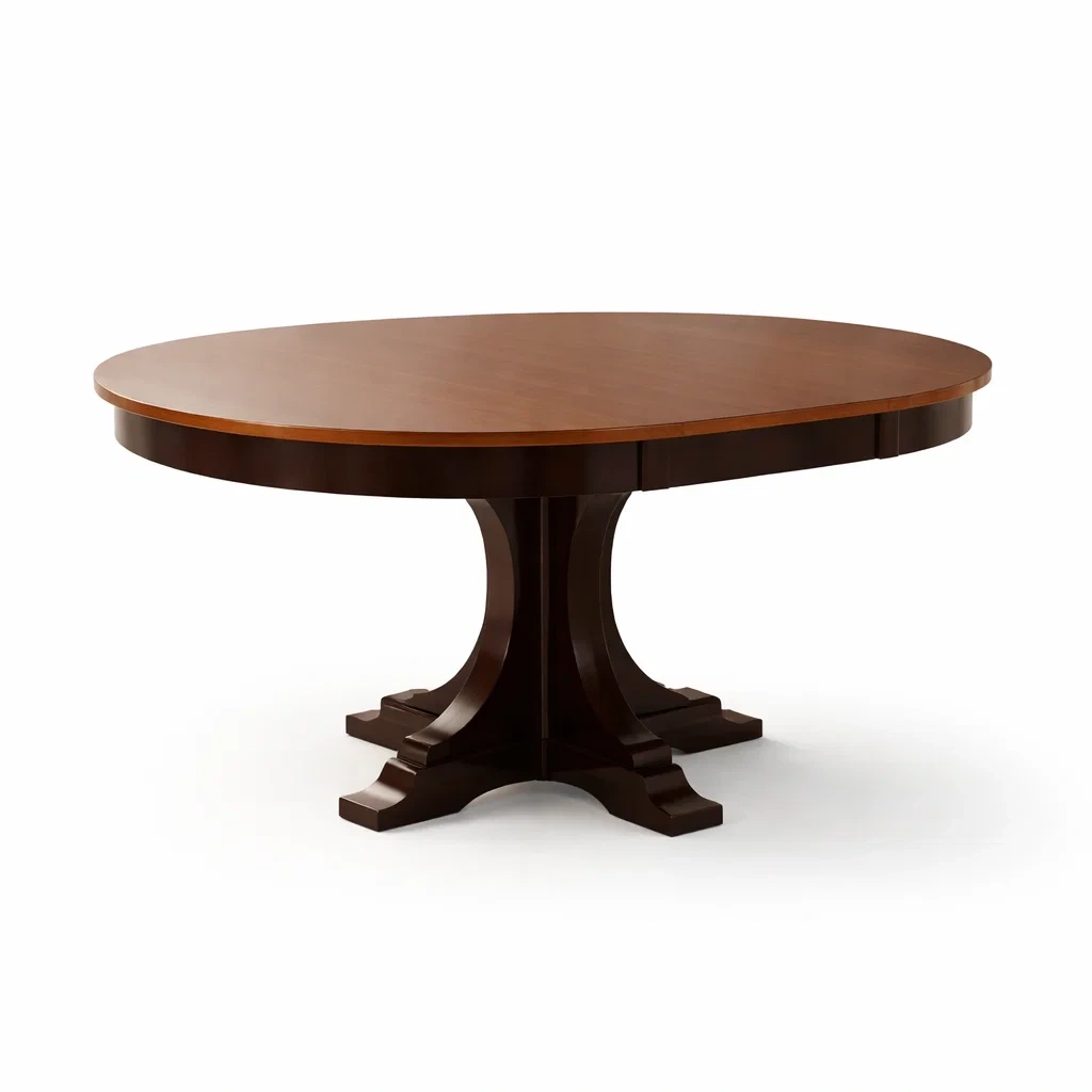 Table à manger ronde en bois massif marron-ELEGANTROOMcraft