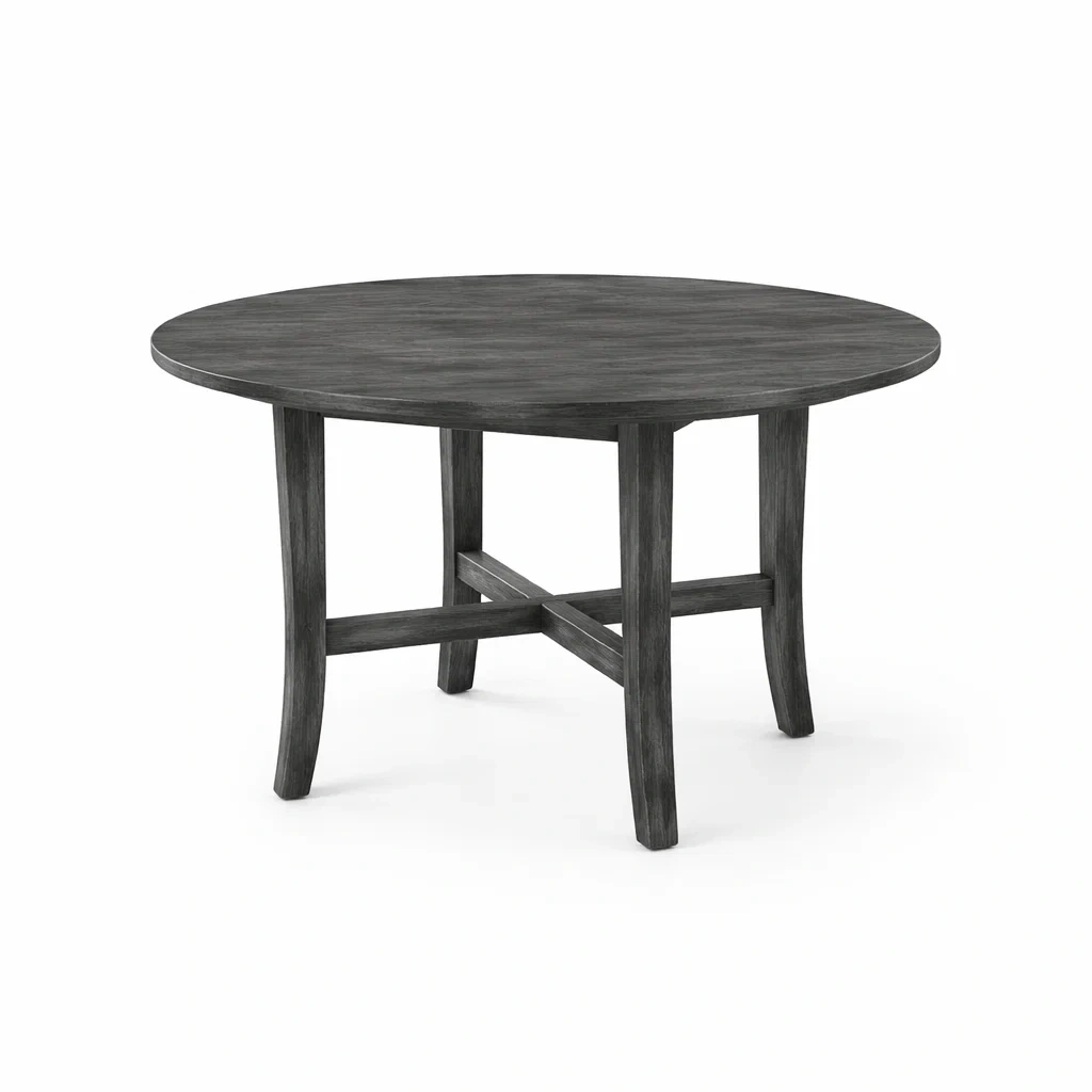 Table à manger ronde en bois d'acacia gris-ELEGANTROOMcraft