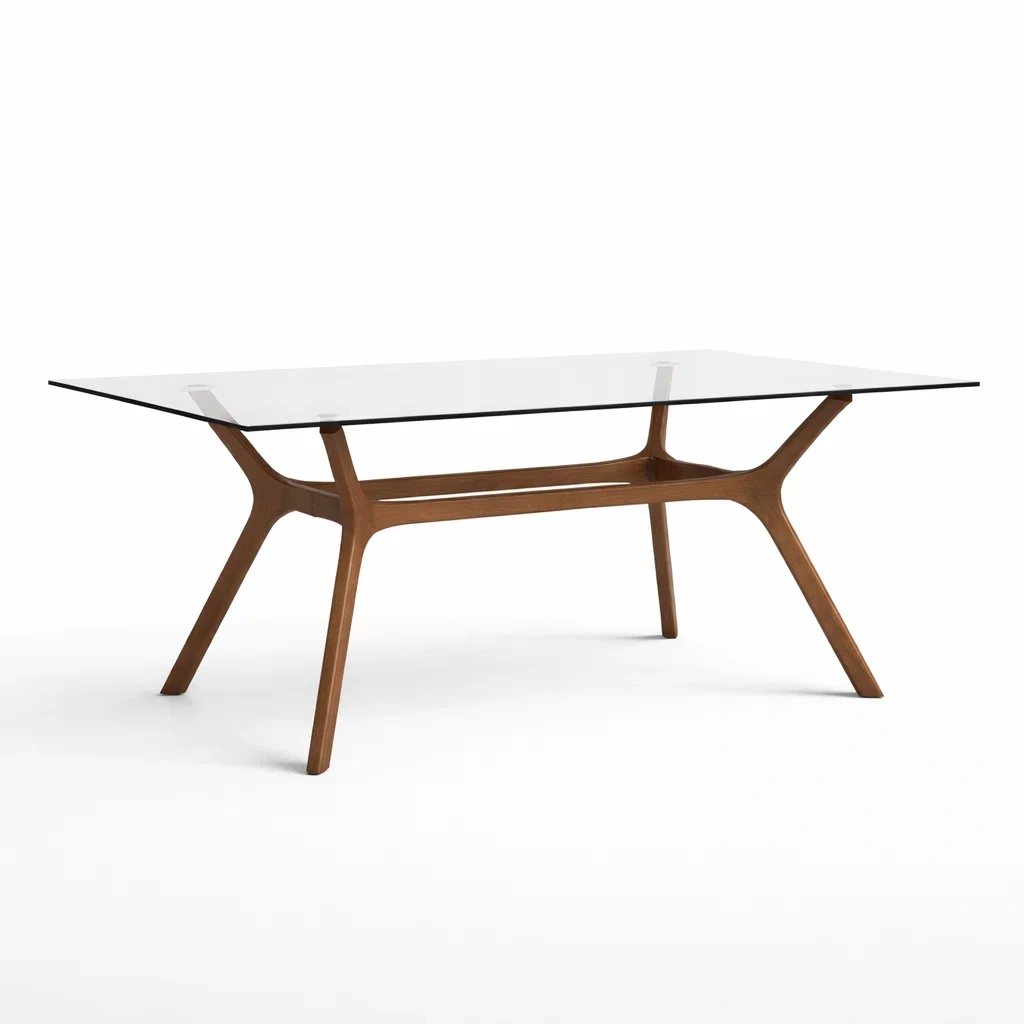 Table à manger en verre et bois-ELEGANTROOMcraft