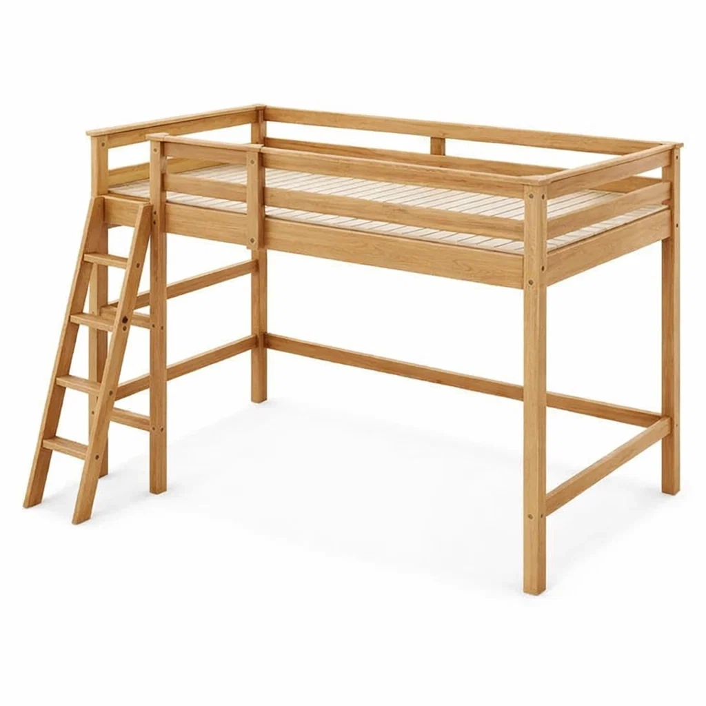 Lit mezzanine en chêne massif avec échelle-ELEGANTROOMcraft