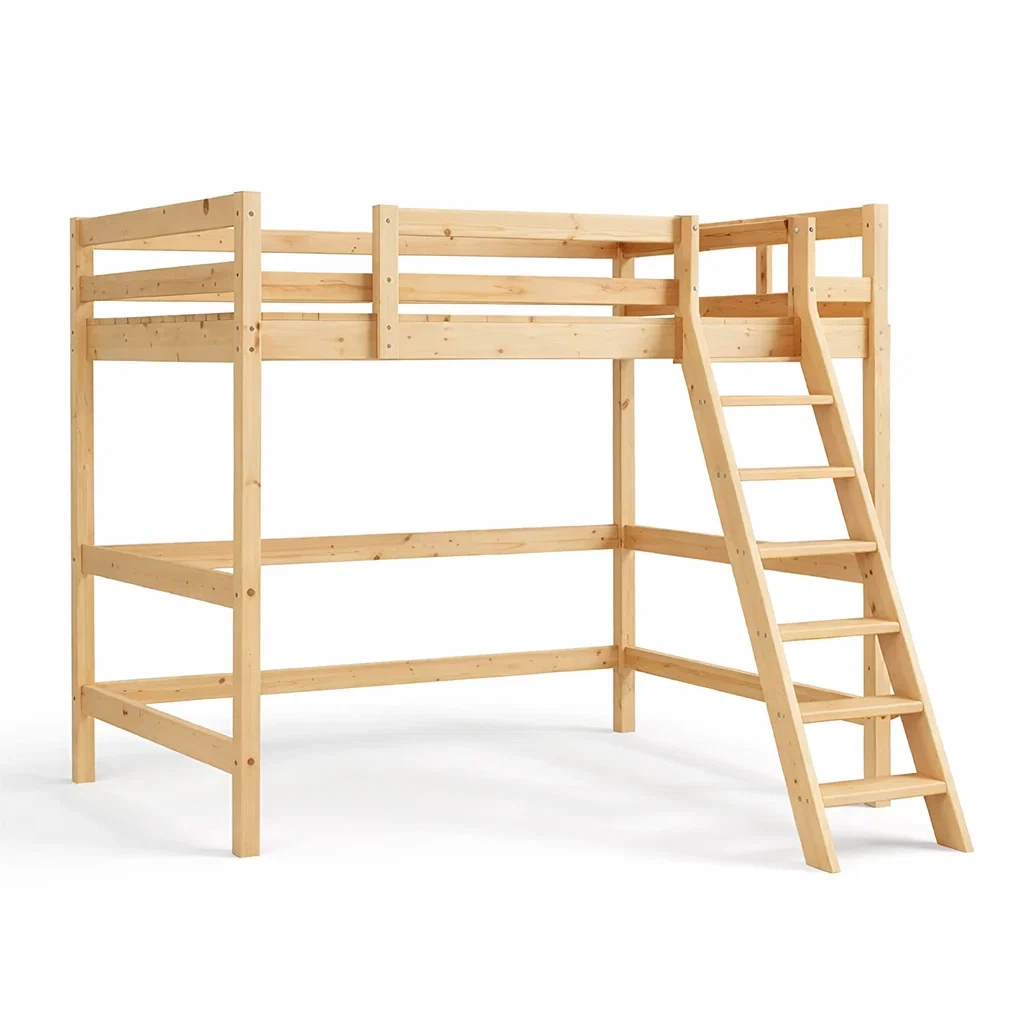 Lit mezzanine en pin avec échelle-ELEGANTROOMcraft
