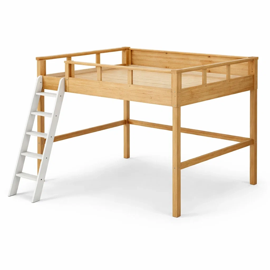 Lit mezzanine en bois de pin avec échelle-ELEGANTROOMcraft