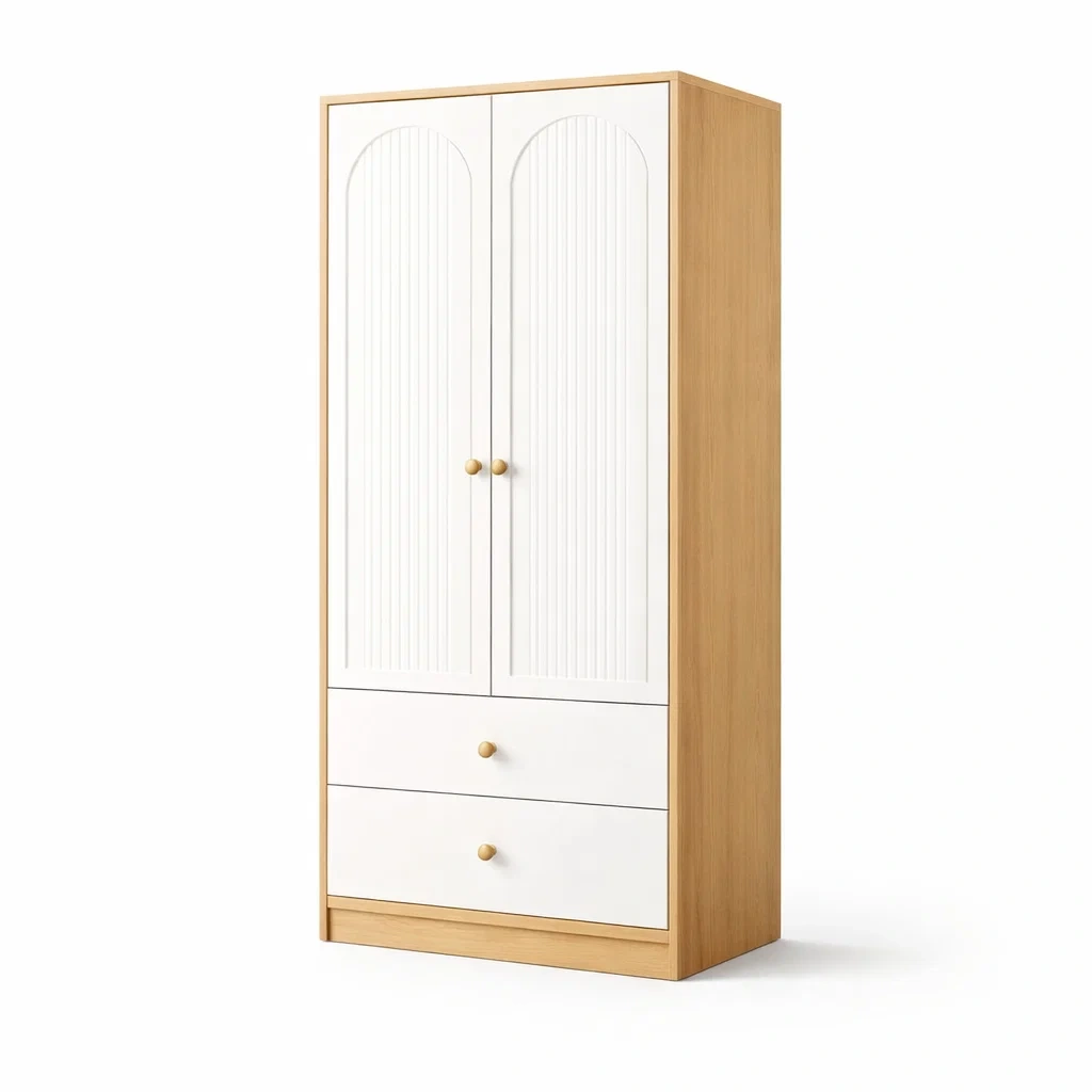 Armoire en bois avec portes et tiroirs blancs-ELEGANTROOMcraft