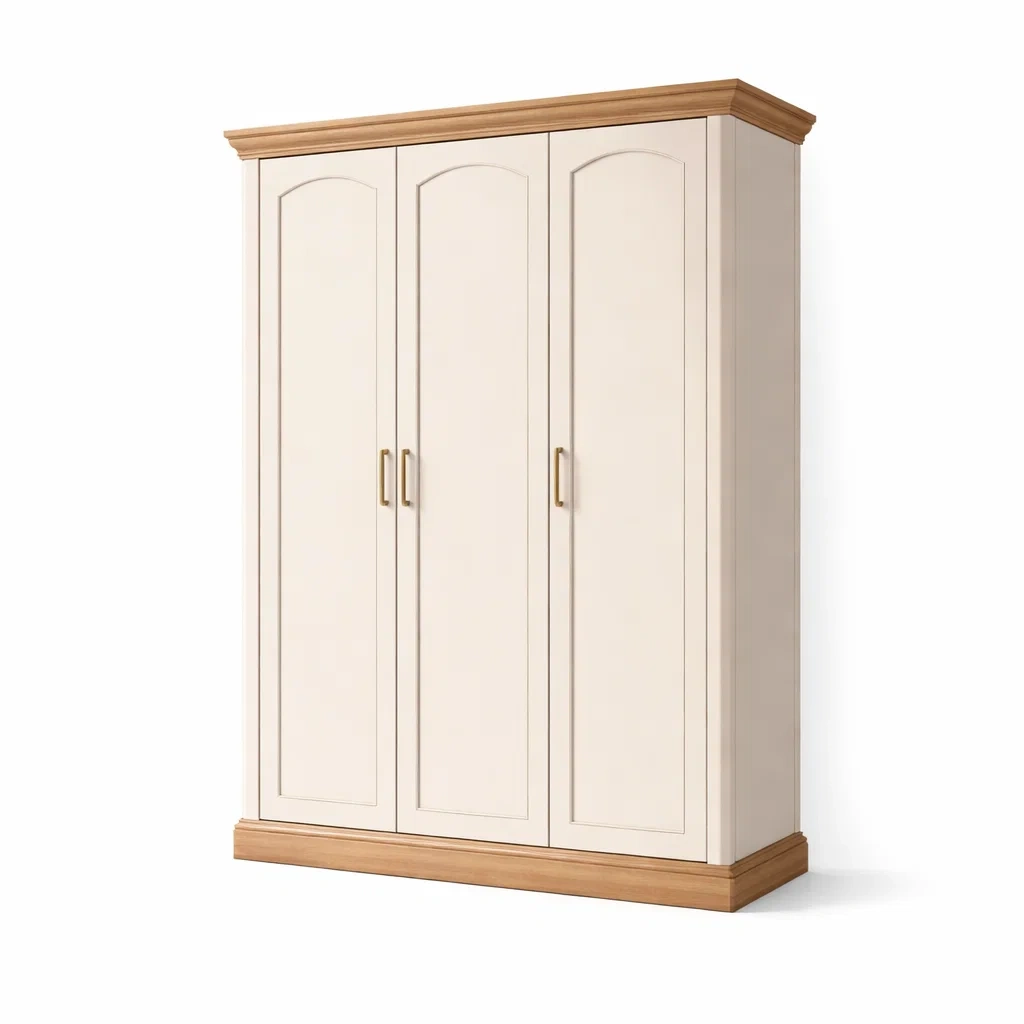 Armoire en bois beige et chêne clair avec portes-ELEGANTROOMcraft