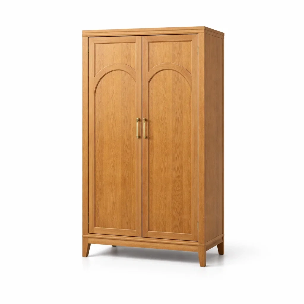 Armoire en chêne clair avec portes doubles et poignées en métal-ELEGANTROOMcraft