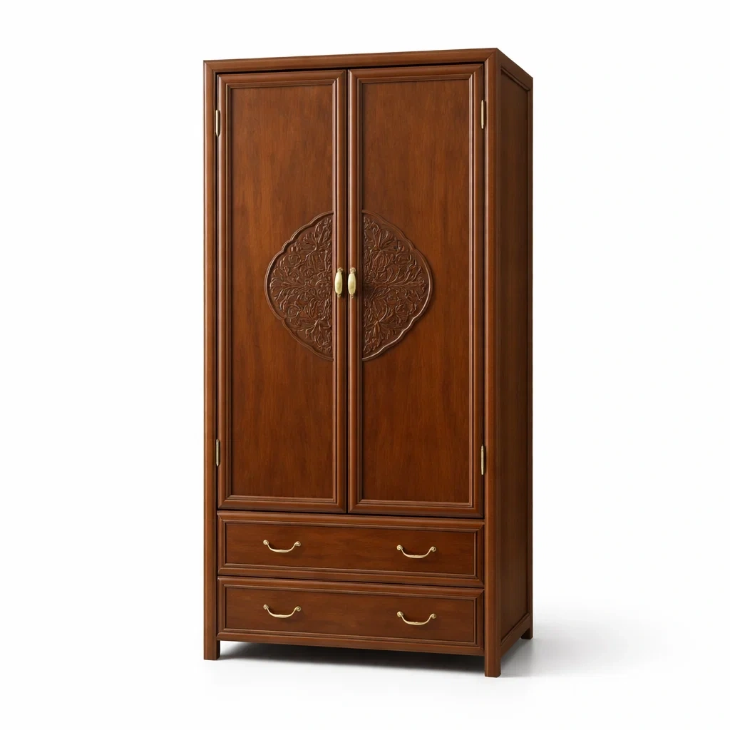 Armoire en bois avec motifs sculptés et tiroirs-ELEGANTROOMcraft