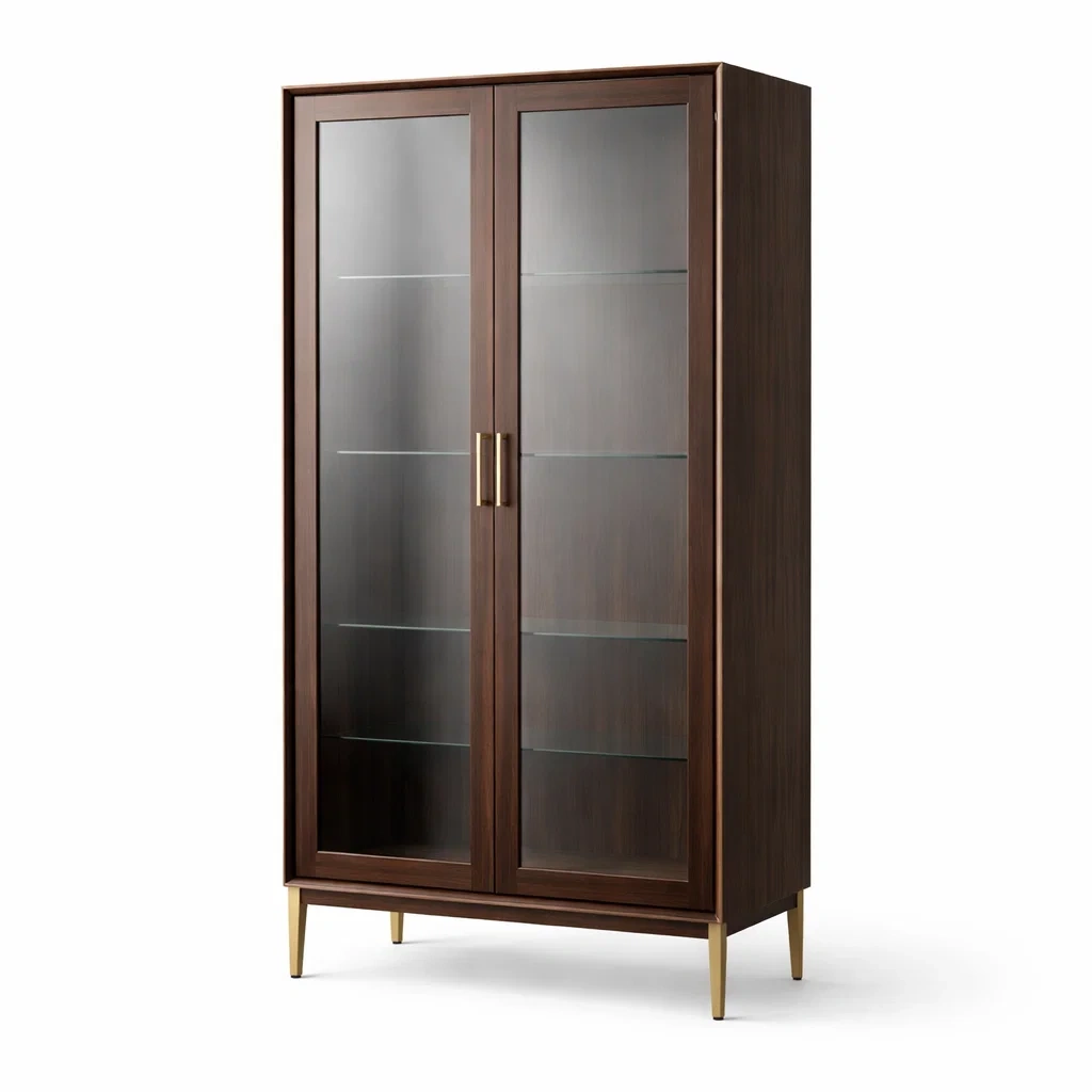 Vitrine en bois avec portes en verre trempé-ELEGANTROOMcraft