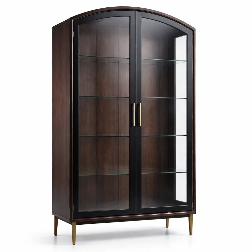 Vitrine en bois et verre trempé marron et noir-ELEGANTROOMcraft