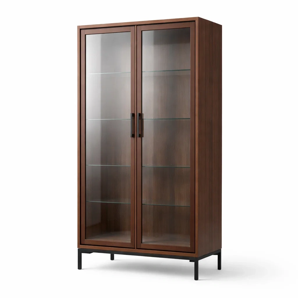 Vitrine en bois et verre trempé avec cadre en métal-ELEGANTROOMcraft