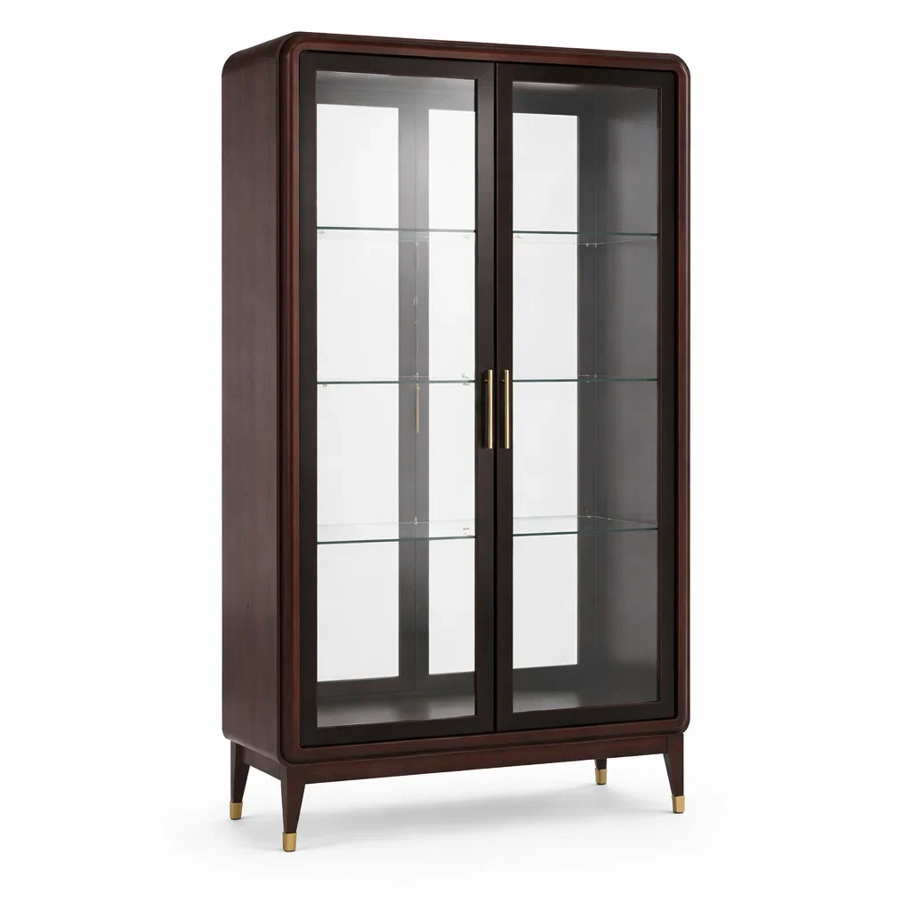 Vitrine en bois et verre trempé marron-ELEGANTROOMcraft