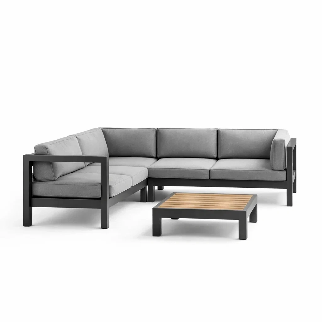 Ensemble de canapés d'extérieur en aluminium et polyester gris-NESTCOMFORTZONE