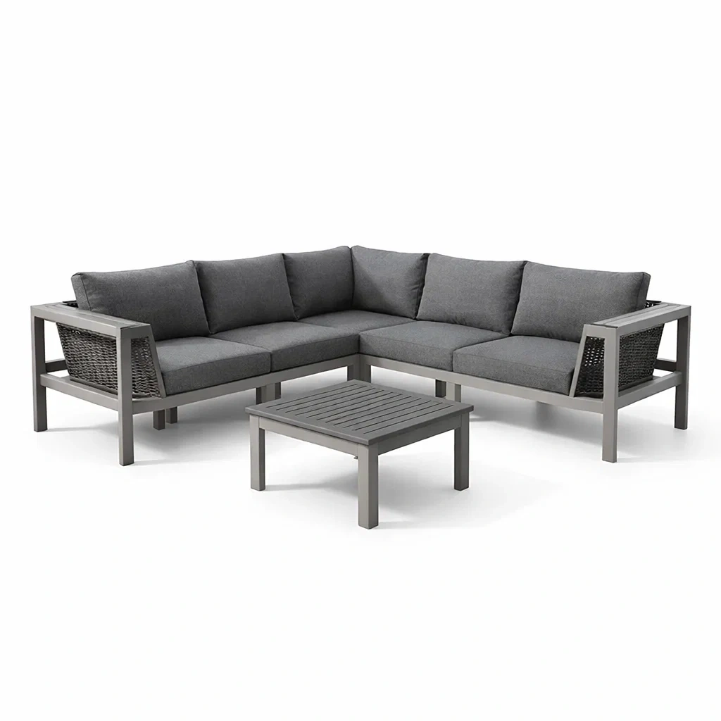 Ensemble de canapés d'angle en aluminium avec coussins-NESTCOMFORTZONE