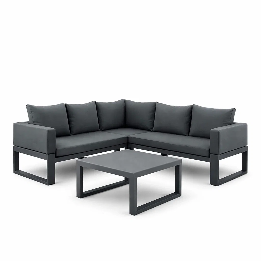 Ensemble de canapés en métal et polyester gris-NESTCOMFORTZONE