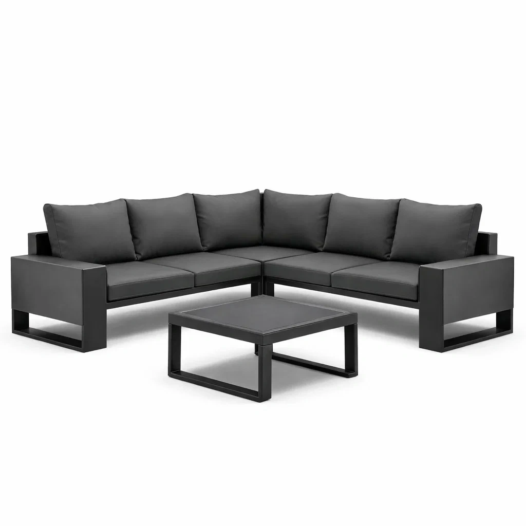 Ensemble de canapés d'angle extérieur en aluminium et polyester anthracite-NESTCOMFORTZONE