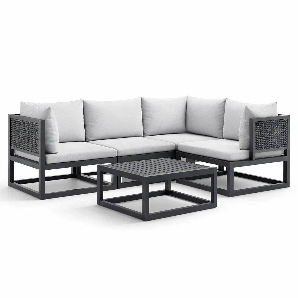 Ensemble de canapés en métal avec coussins en tissu-NESTCOMFORTZONE