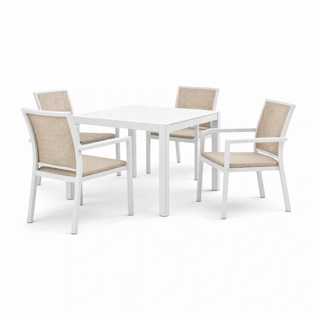 Ensemble de table et chaises de jardin en aluminium et rotin synthétique-NESTCOMFORTZONE