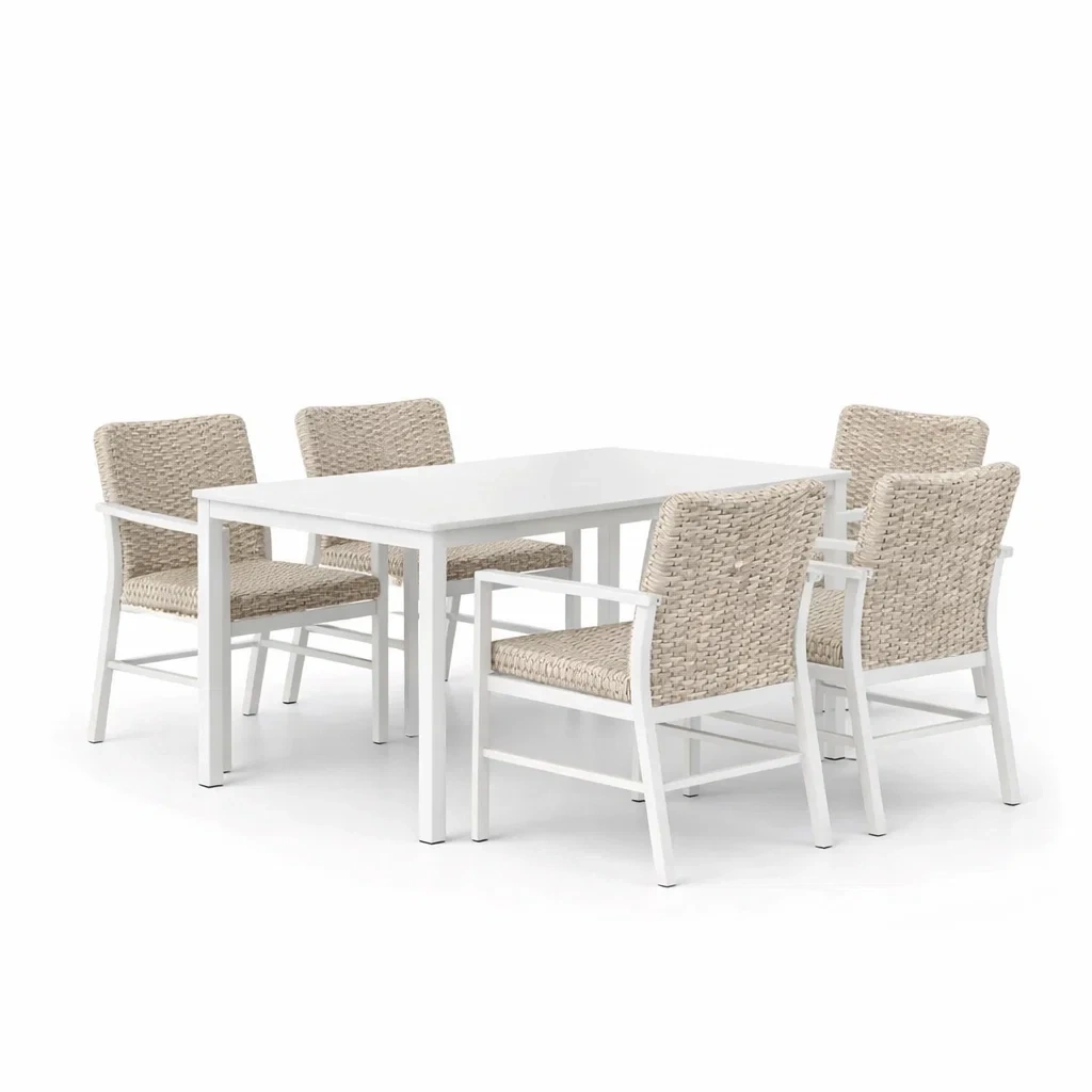 Ensemble de table et chaises d'extérieur en aluminium avec 4 chaises en PVC-NESTCOMFORTZONE
