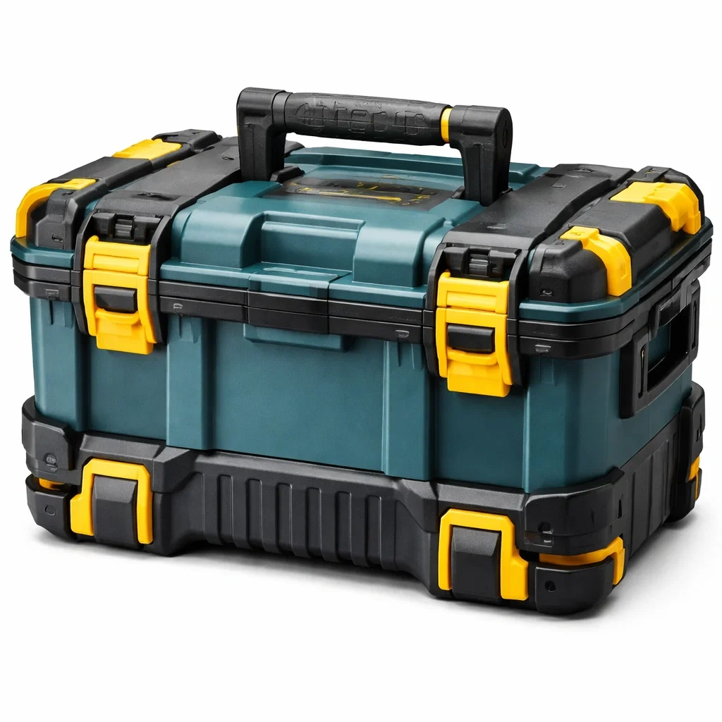 Boîte à outils en plastique vert et jaune-NESTCOMFORTZONE