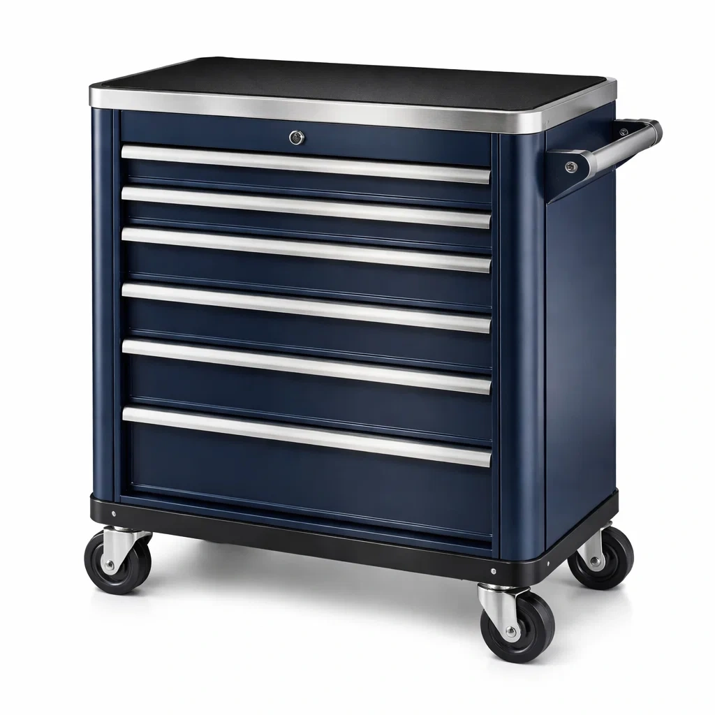 Chariot à outils en métal bleu avec 6 tiroirs-NESTCOMFORTZONE