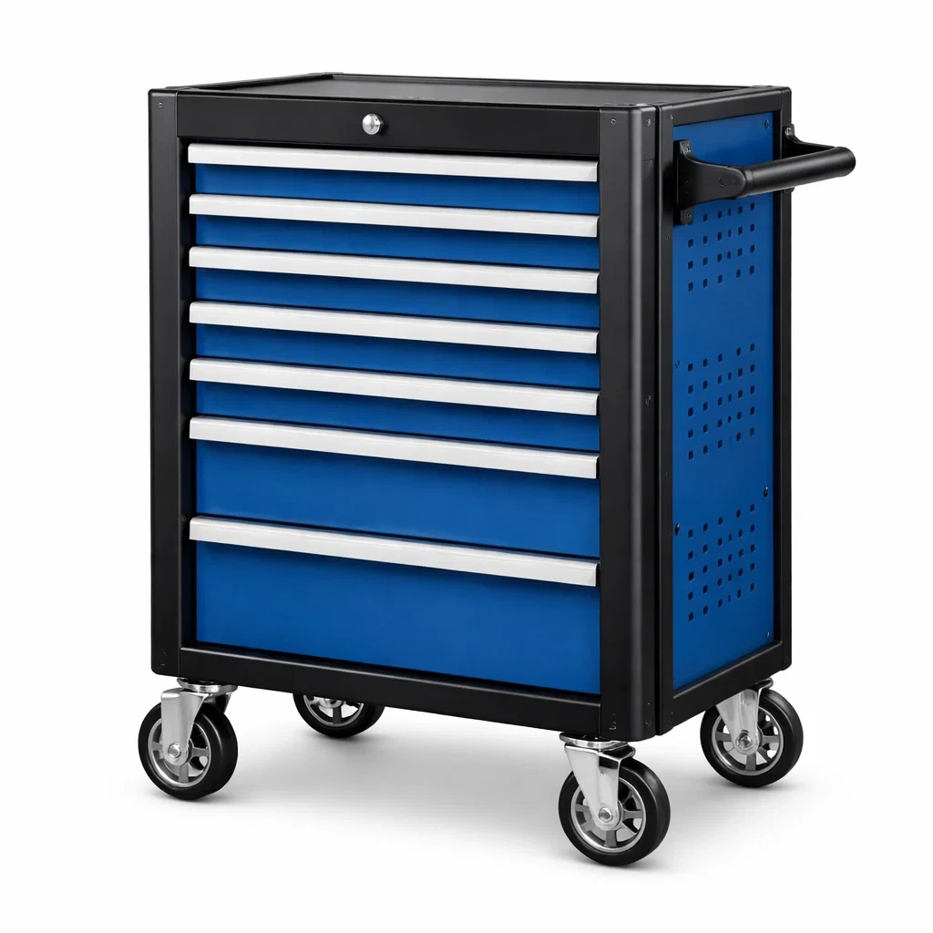 Chariot à outils en acier avec 7 tiroirs bleu-NESTCOMFORTZONE