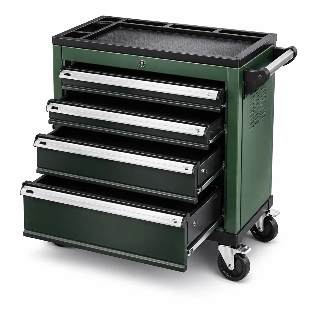 Chariot à outils en acier vert avec roulettes-NESTCOMFORTZONE