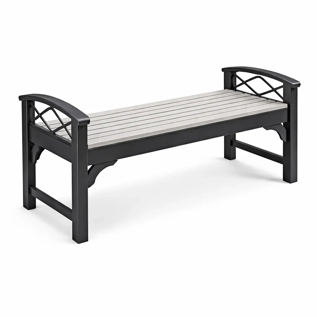 Banc en métal et composite noir et gris-NESTCOMFORTZONE