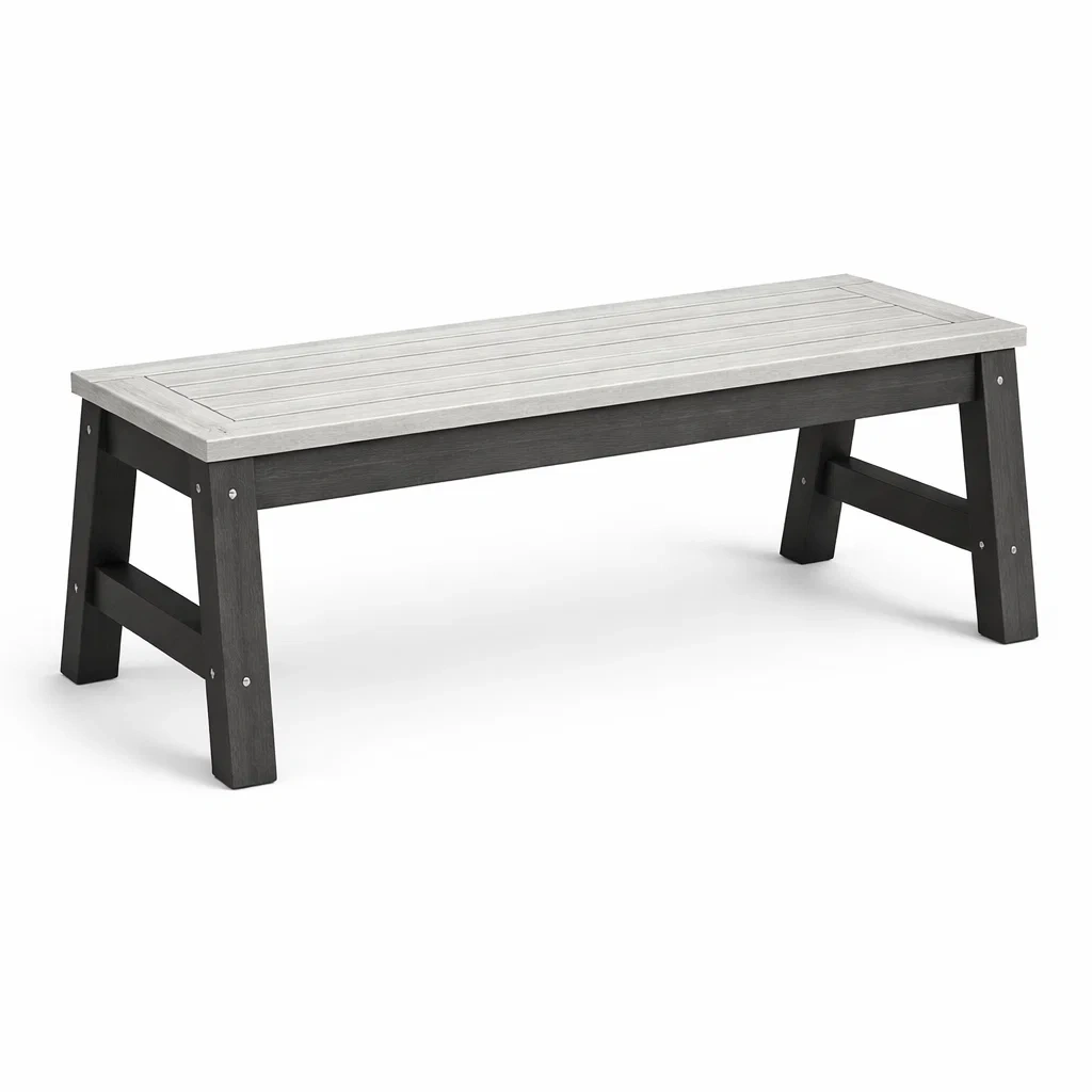 Banc en bois composite gris clair et noir-NESTCOMFORTZONE