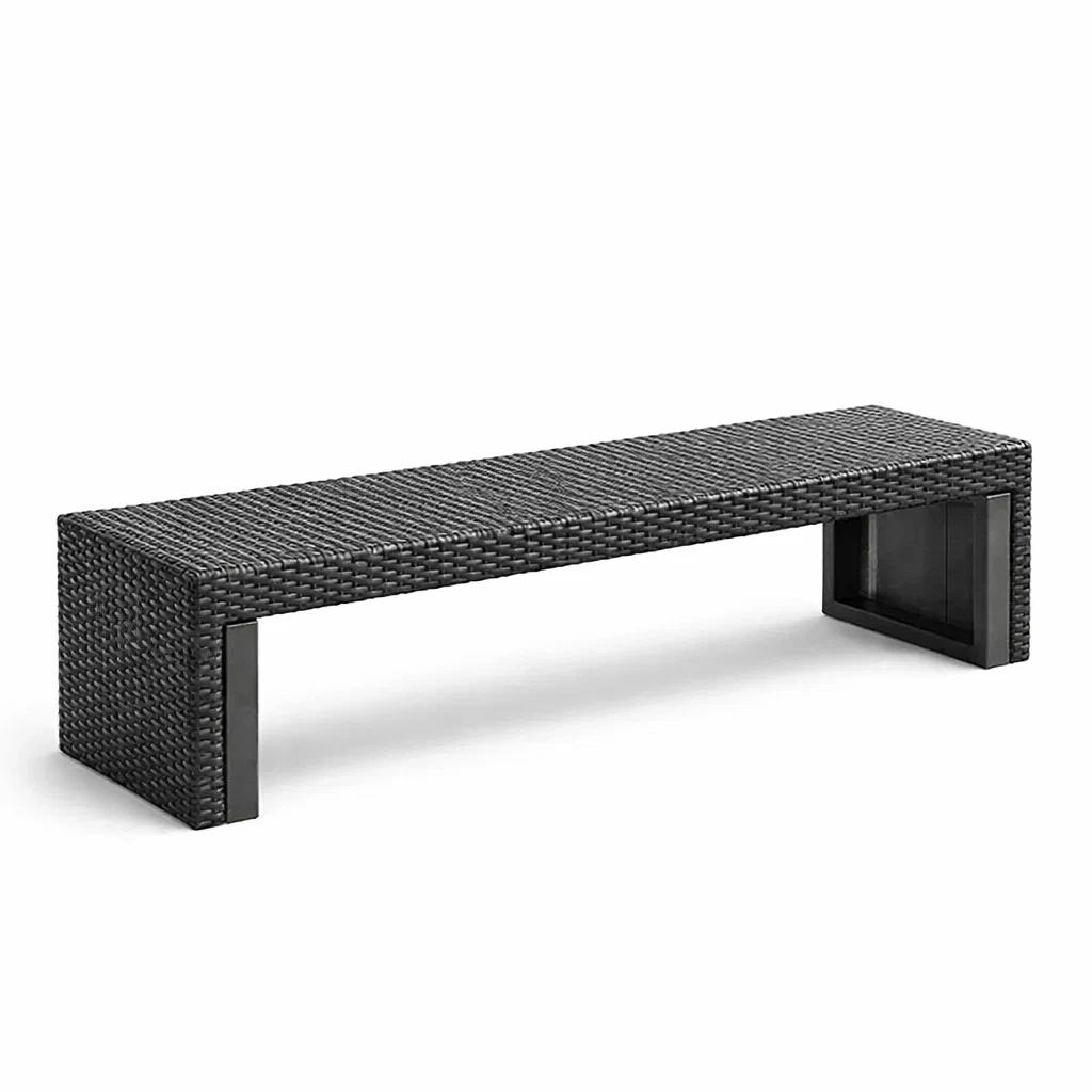 Banc en résine tressée et acier noir-NESTCOMFORTZONE