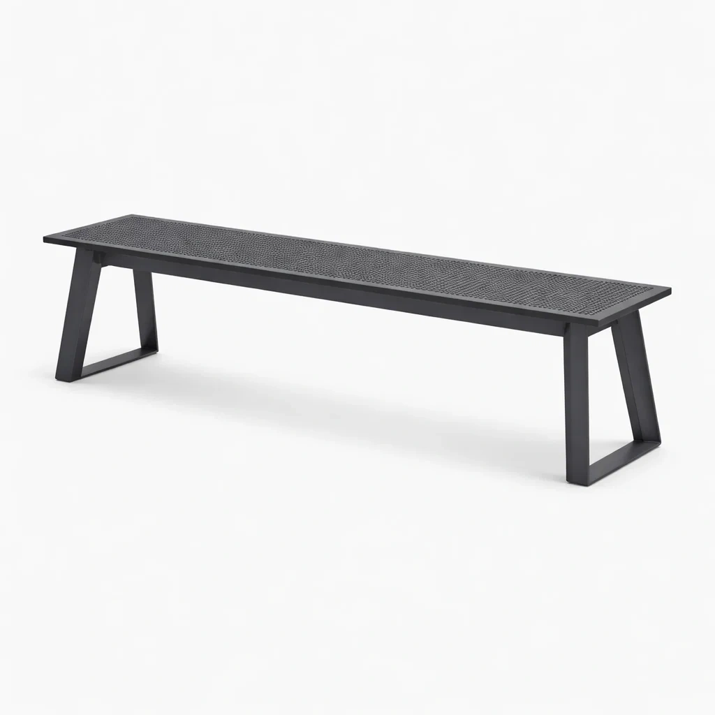 Banc en métal noir avec design ajouré-NESTCOMFORTZONE