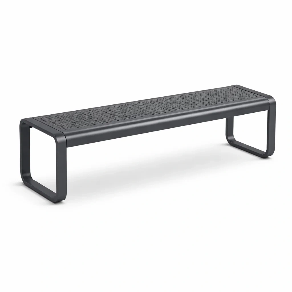 Banc en métal perforé noir-NESTCOMFORTZONE