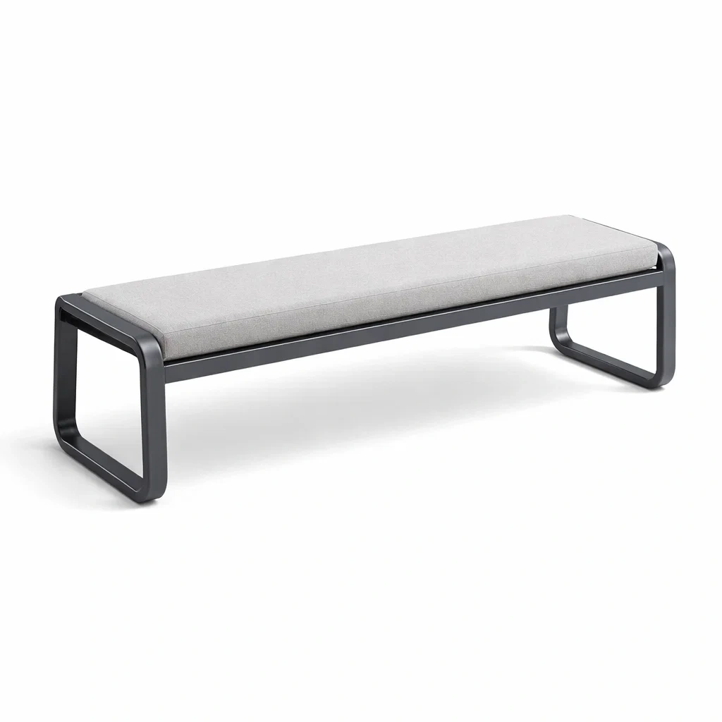 Banc en métal et tissu gris 160x40x45 cm-NESTCOMFORTZONE
