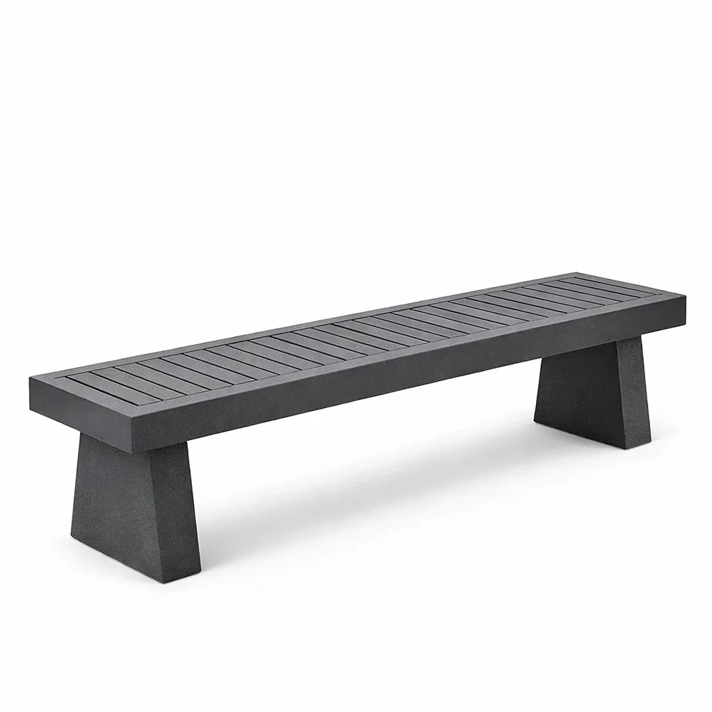 Banc d'extérieur en métal gris-NESTCOMFORTZONE