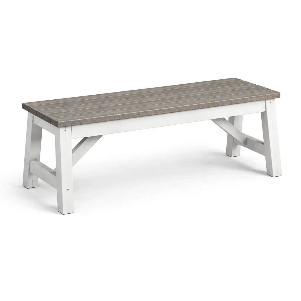 Banc en bois blanc et gris-NESTCOMFORTZONE