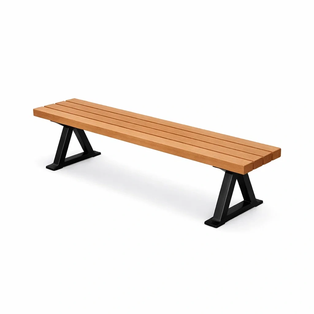 Banc rectangulaire en bois et métal pour extérieur-NESTCOMFORTZONE