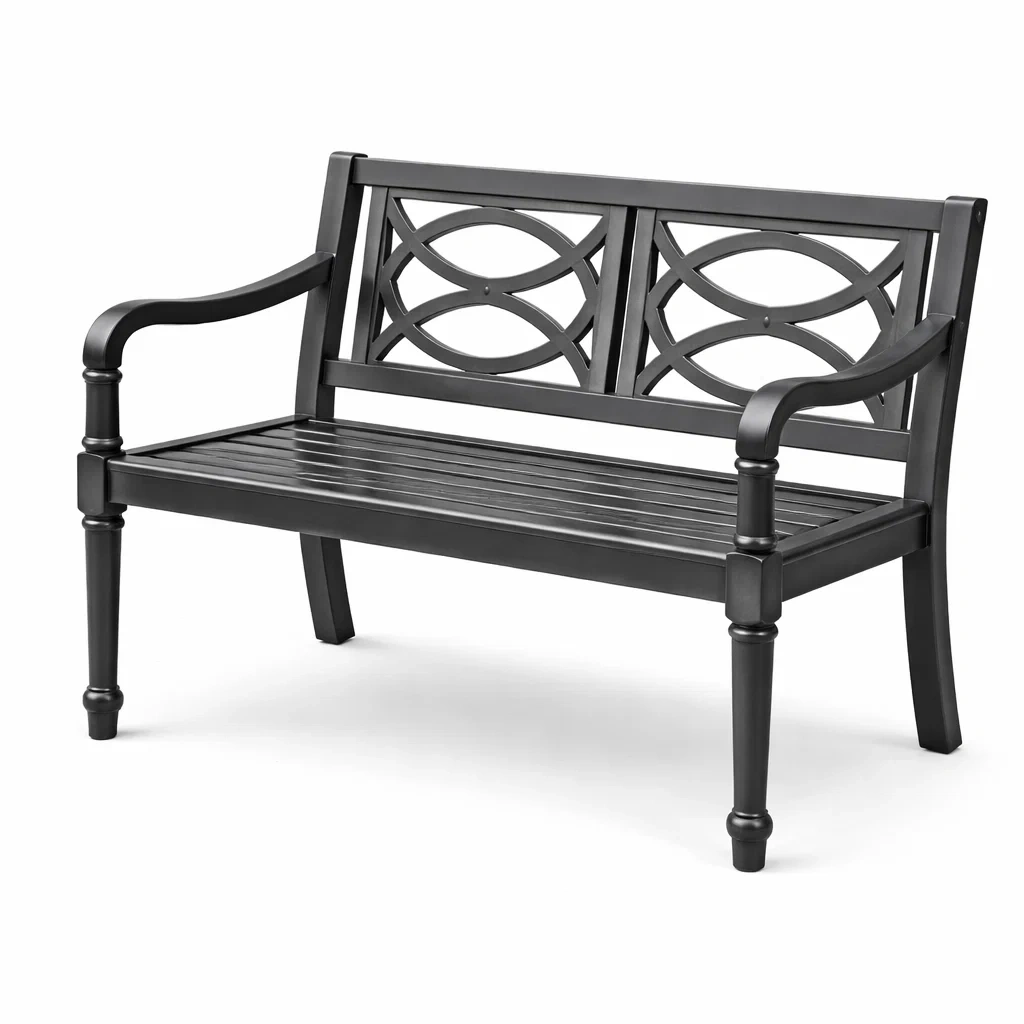 Banc de jardin en aluminium Noir 128x59x85 cm-NESTCOMFORTZONE