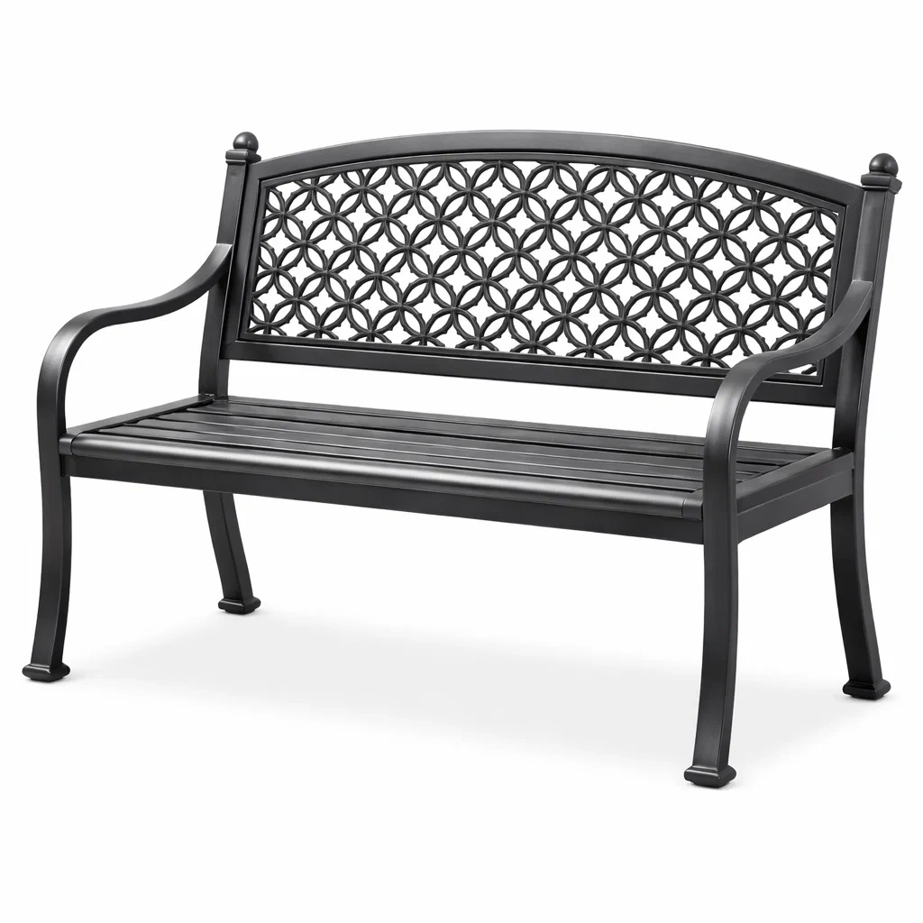 Banc de jardin en métal noir 124x51x93 cm-NESTCOMFORTZONE