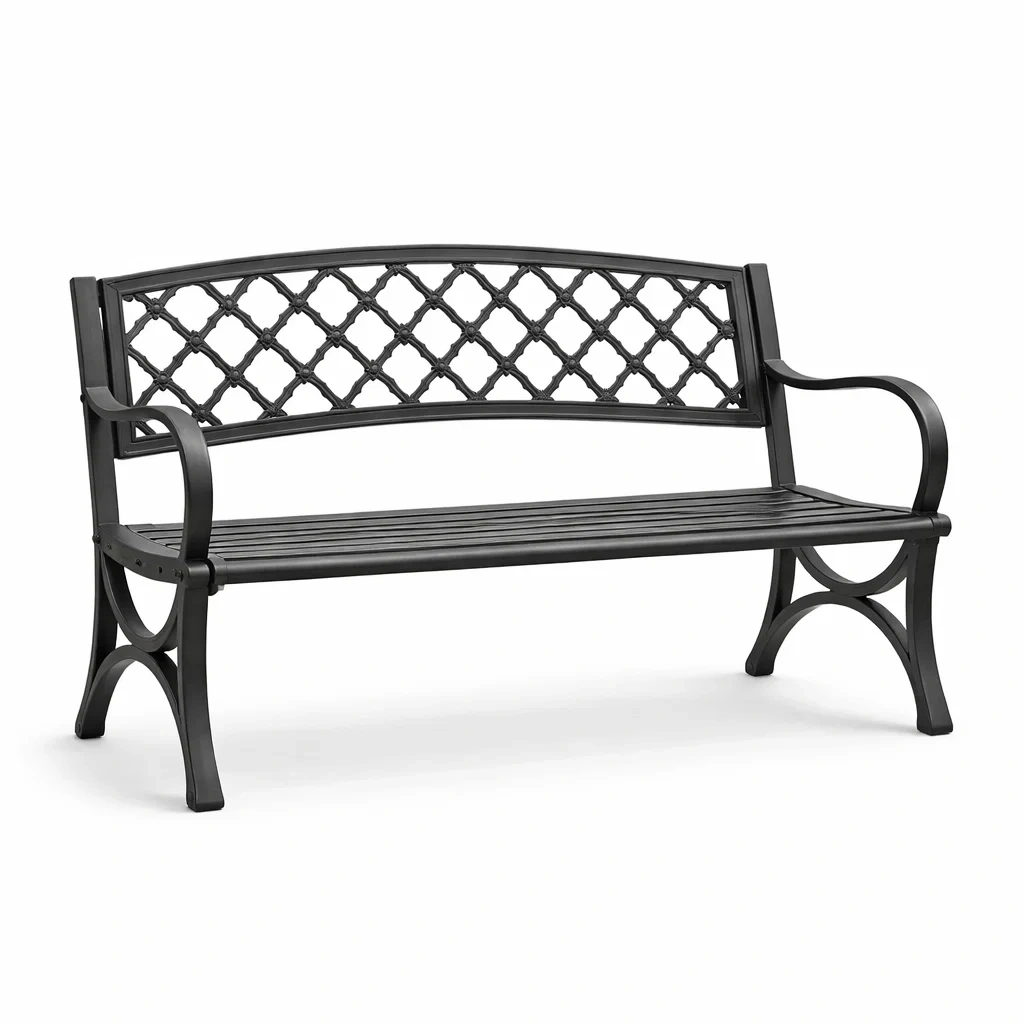 Banc de jardin en fonte et acier Noir-NESTCOMFORTZONE