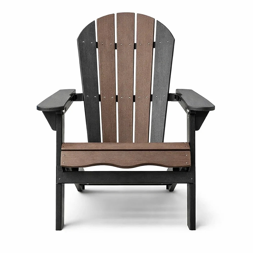 Chaise Adirondack en bois composite Noir et Marron-NESTCOMFORTZONE
